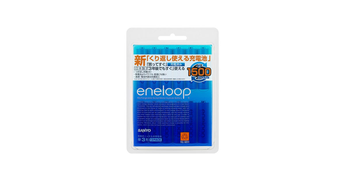 概要 eneloop：充電式ニッケル水素電池（単3形12個パック