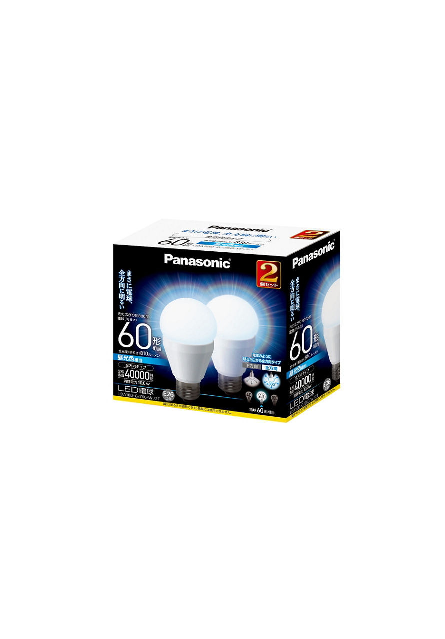 LDA10DGZ60W2T 仕様・詳細情報 - LED電球 10.0W 2個入(昼光色相当