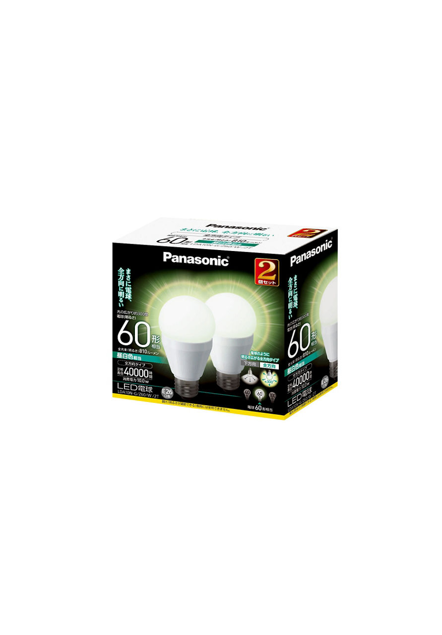 LDA10NGZ60W2T 概要 - LED電球 10.0W 2個入(昼白色相当) | LED電球