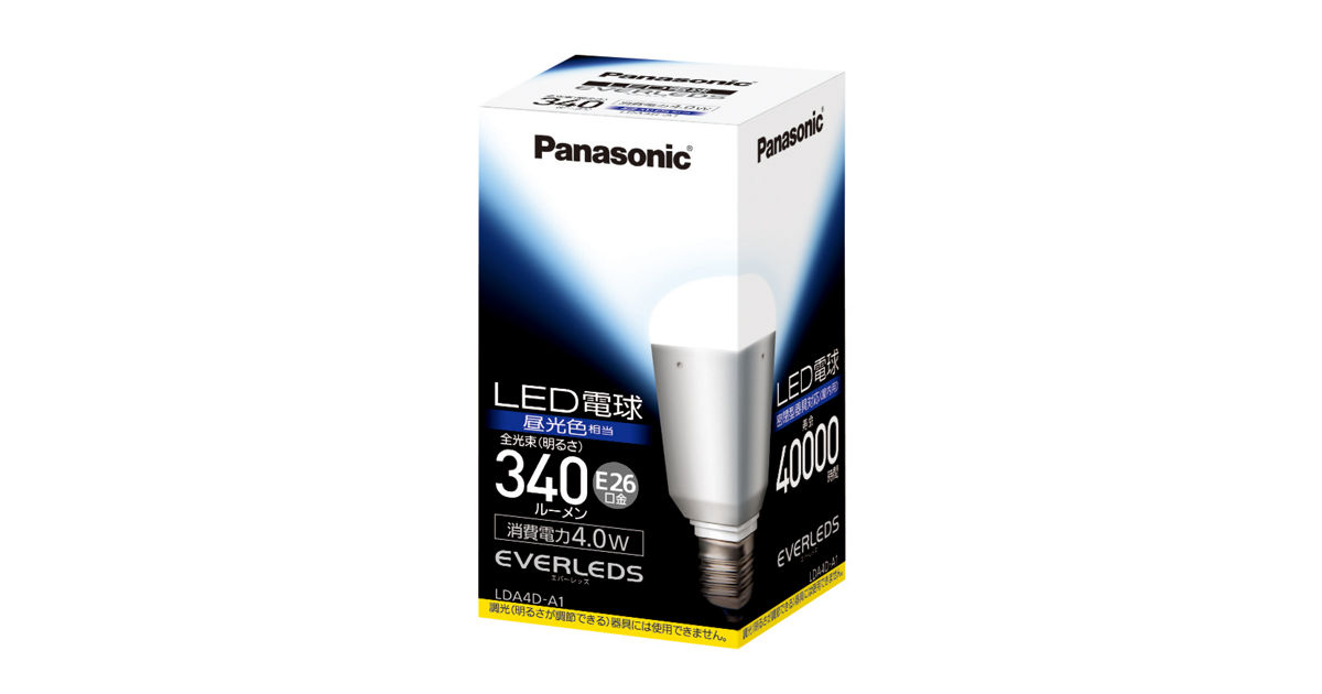 概要 LED電球 4.0W(昼光色相当) LDA4DA1 | LED電球・蛍光灯