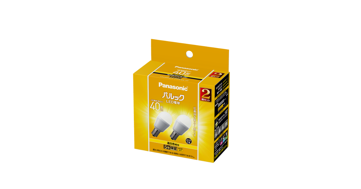 LDA4WWGE17SK42T 概要 - パルック LED電球 4.3W 2個セット（温白色相当
