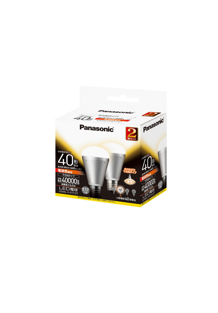 【Panasonic】LED電球 6個セット LDA6LHE172T 仕様・詳細情報 - LED電球 6.4W 2個入(電球色相当) | LED