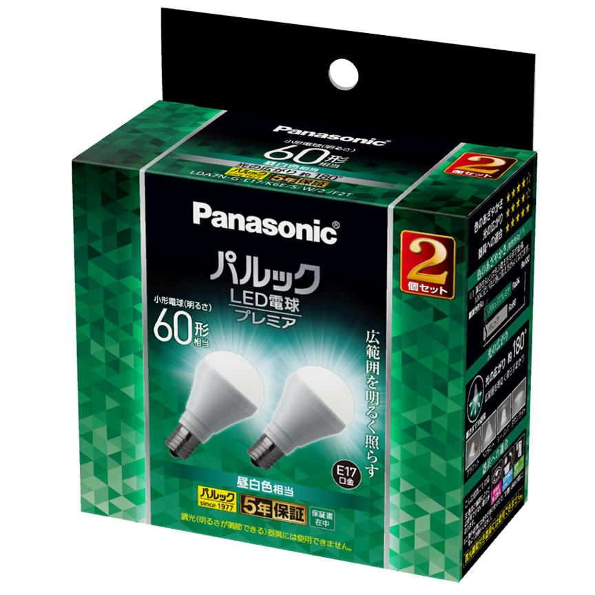 概要 パルック LED電球 プレミア 6.7W 2個入（昼白色相当