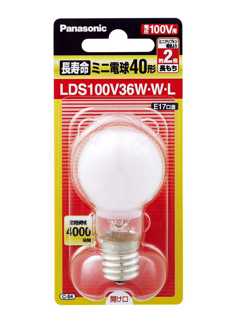 LDS100V36WWL 概要 - 長寿命ミニ電球 40形 ホワイト | LED電球・蛍光灯