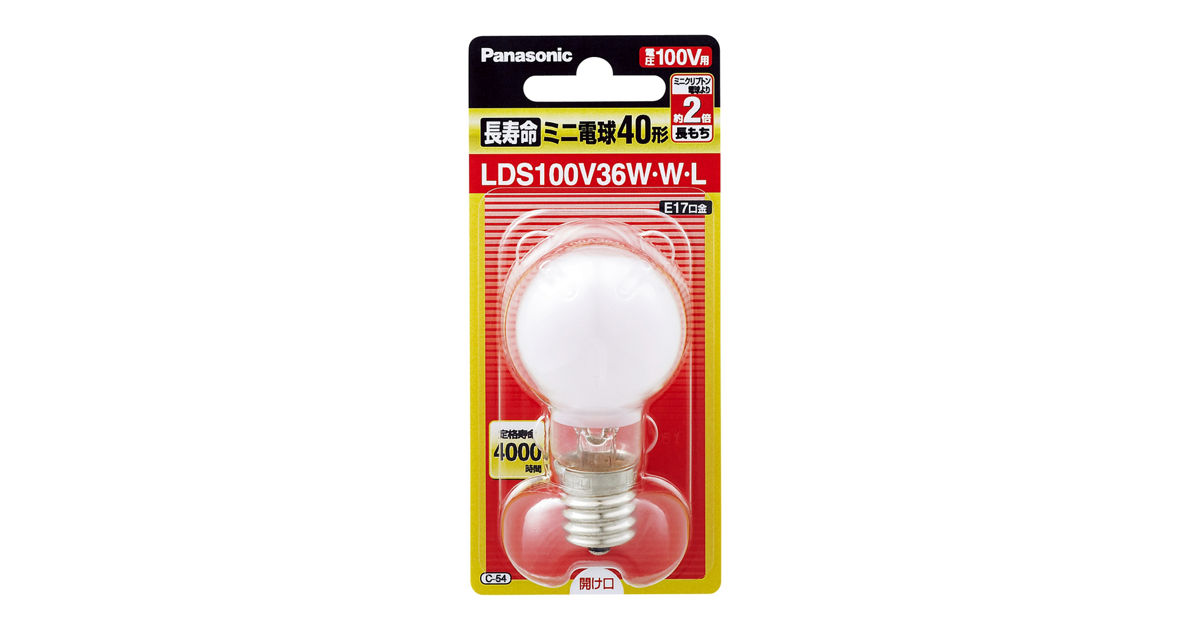 LDS100V36WWL 概要 - 長寿命ミニ電球 40形 ホワイト | LED電球・蛍光灯