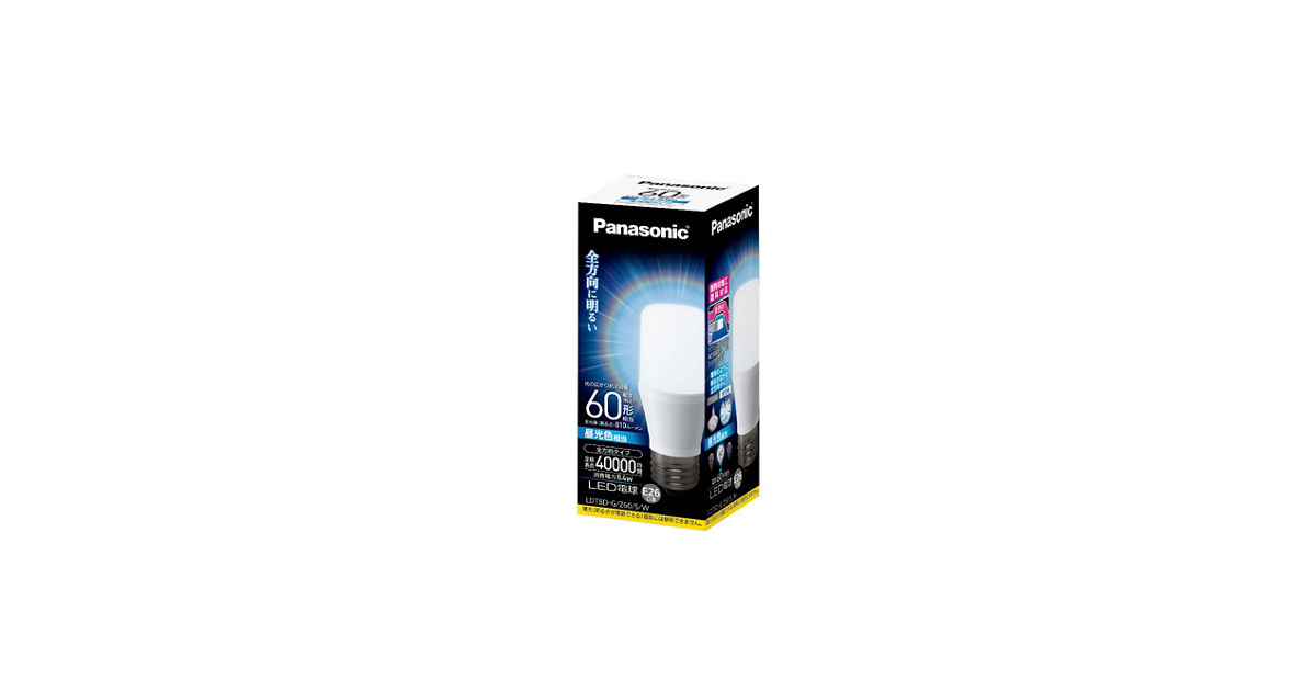 概要 LED電球 T形タイプ 8.4W(昼光色相当) LDT8DGZ60SW | LED