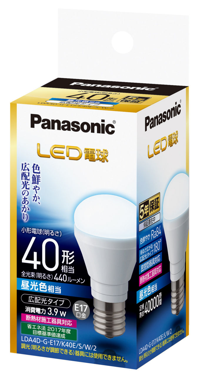 概要 LED電球 3.9W（昼光色相当） LDA4DGE17K40ESW2 | LED電球・蛍光灯 | Panasonic