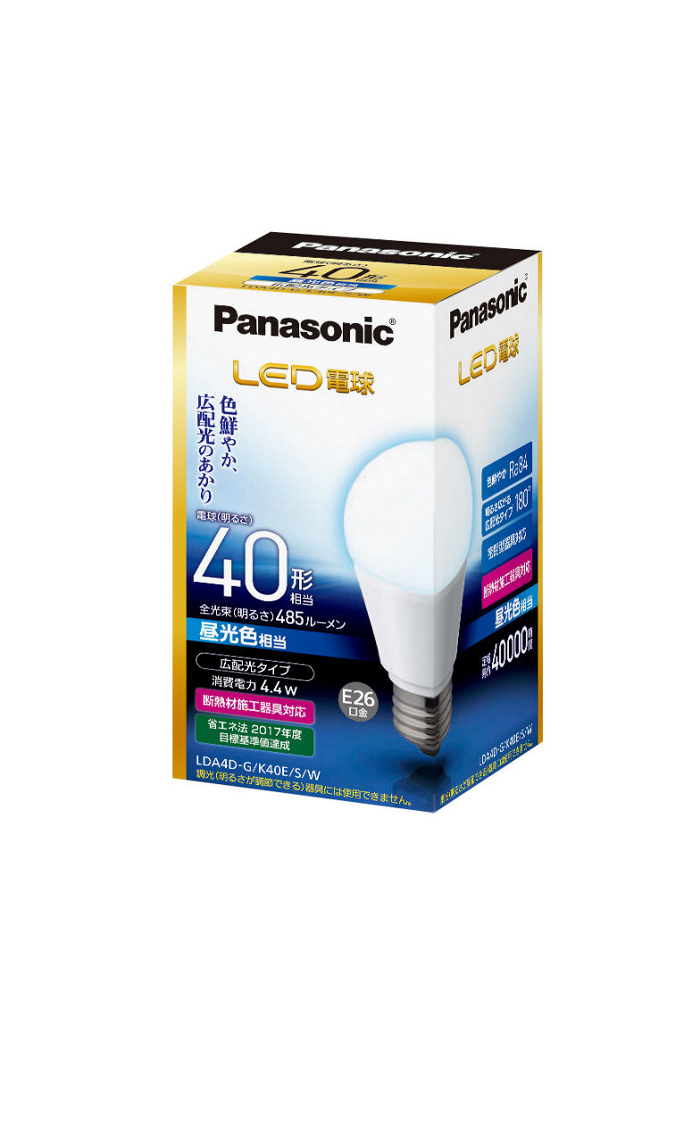 概要 LED電球 4.4W（昼光色相当） LDA4DGK40ESW | LED電球・蛍光灯 | Panasonic