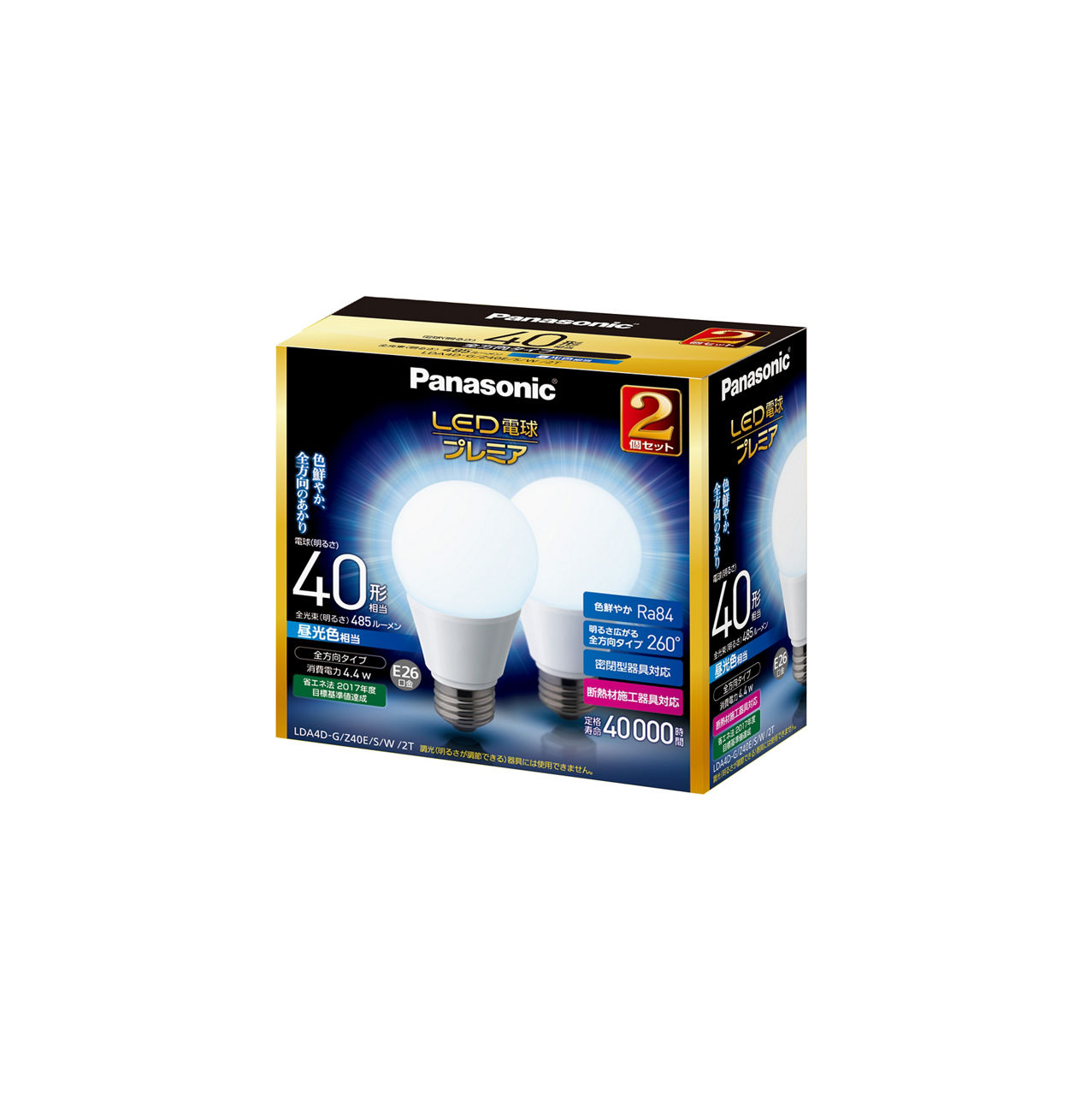 LDA4DGZ40ESW2T サポート - LED電球プレミア 4.4W 2個入（昼光色相当
