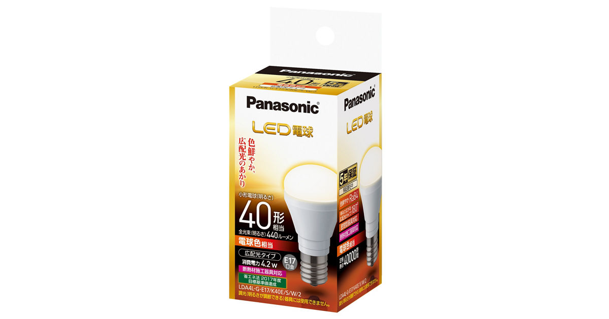 概要 LED電球 4.2W（電球色相当） LDA4LGE17K40ESW2 | LED電球
