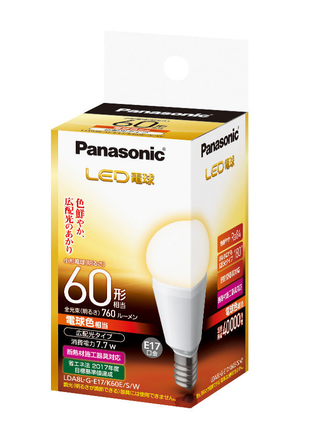 概要 LED電球 7.7W（電球色相当） LDA8LGE17K60ESW | LED電球・蛍光灯 | Panasonic