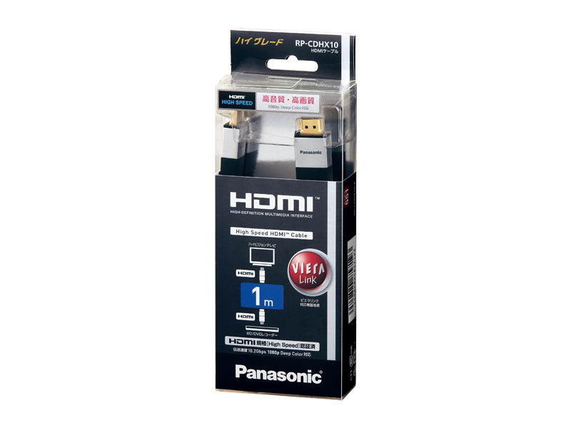 Panasonic RP-CDHG10-K HDMIケーブル 1m 概要 HDMIプラグ(Aタイプ)⇔HDMIプラグ(Aタイプ) RP-CDHG10